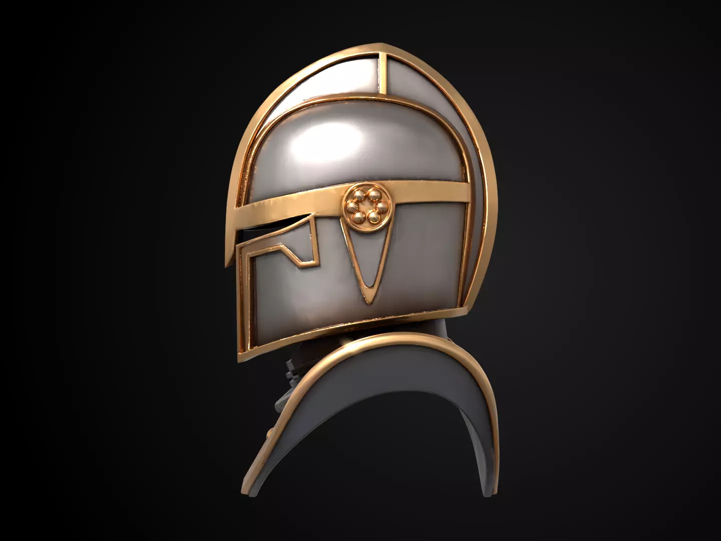 Stylized Medieval Helmet - Crusaders Faith Helm 3D print model_9