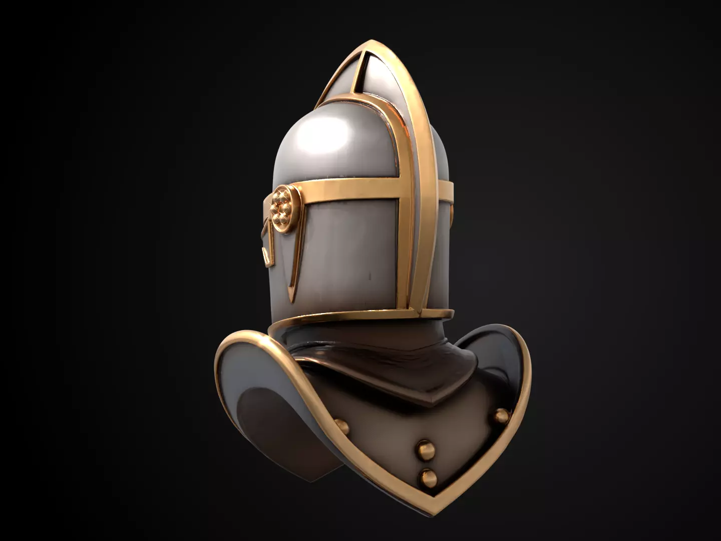 Stylized Medieval Helmet - Crusaders Faith Helm 3D print model_7