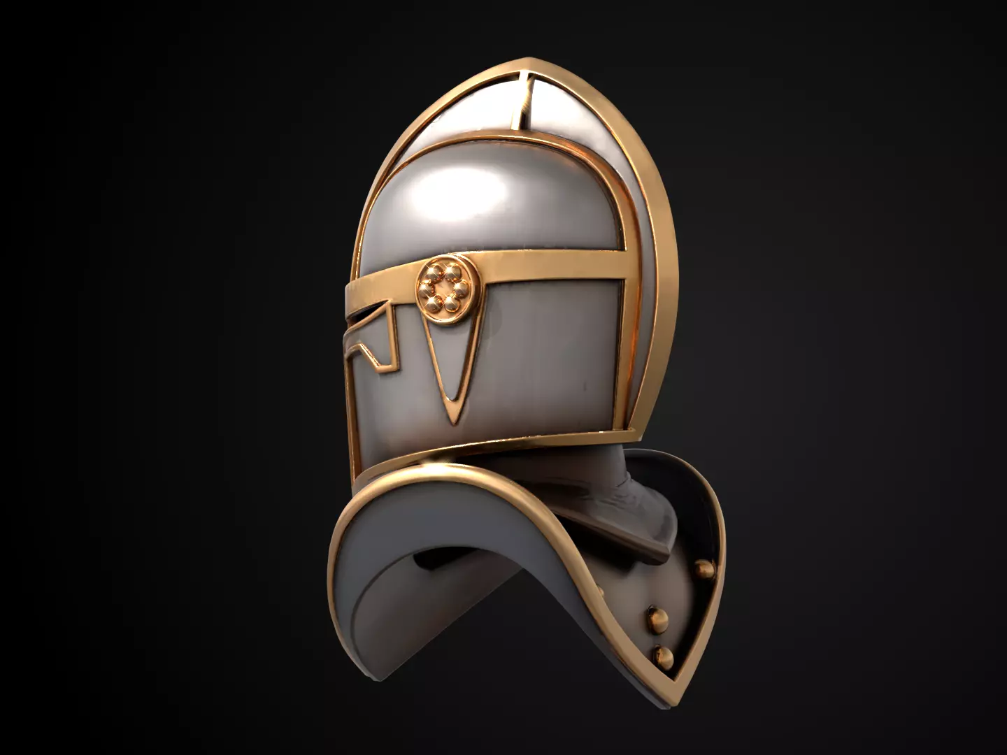 Stylized Medieval Helmet - Crusaders Faith Helm 3D print model_8