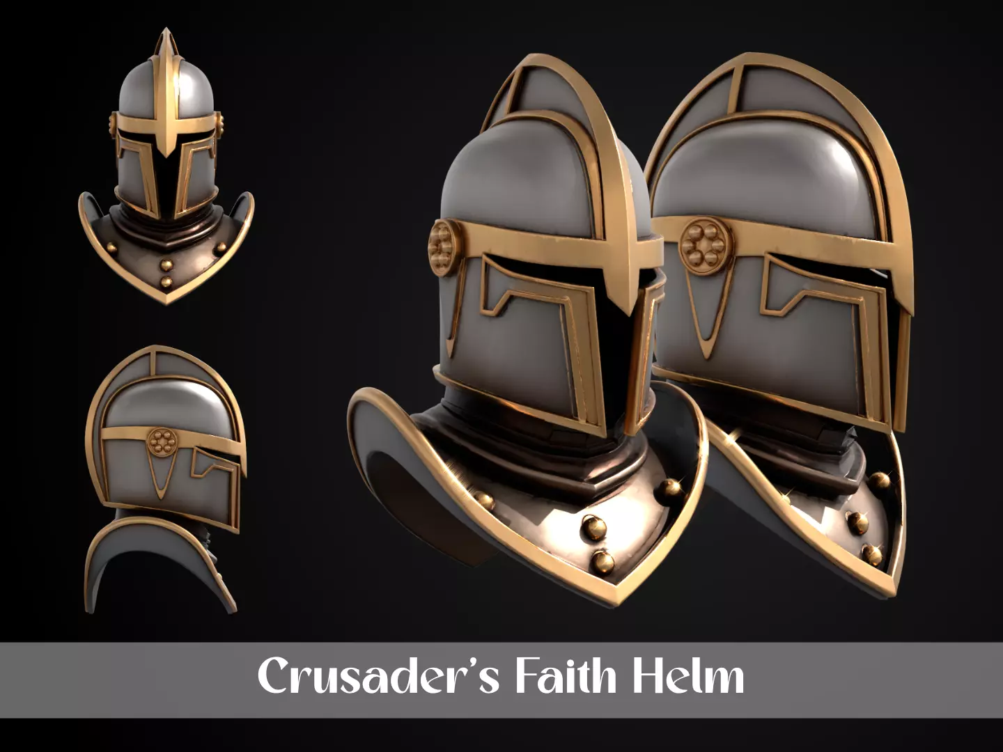 Stylized Medieval Helmet - Crusaders Faith Helm 3D print model_0