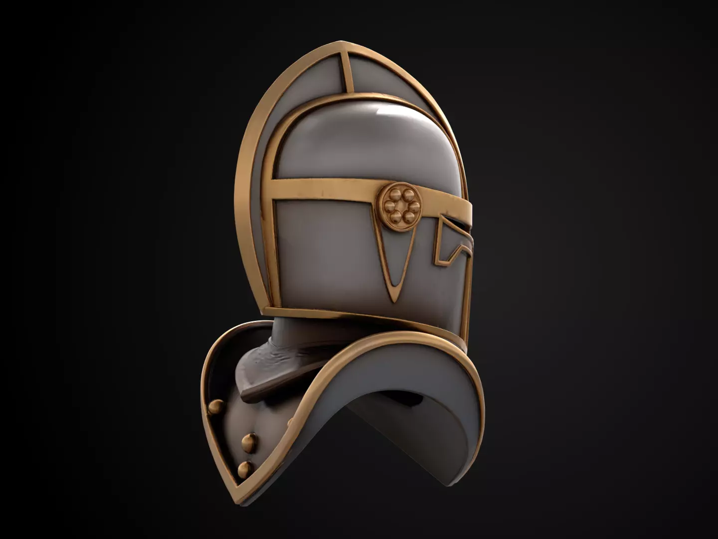 Stylized Medieval Helmet - Crusaders Faith Helm 3D print model_4