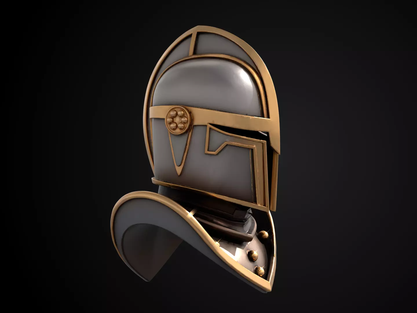 Stylized Medieval Helmet - Crusaders Faith Helm 3D print model_2