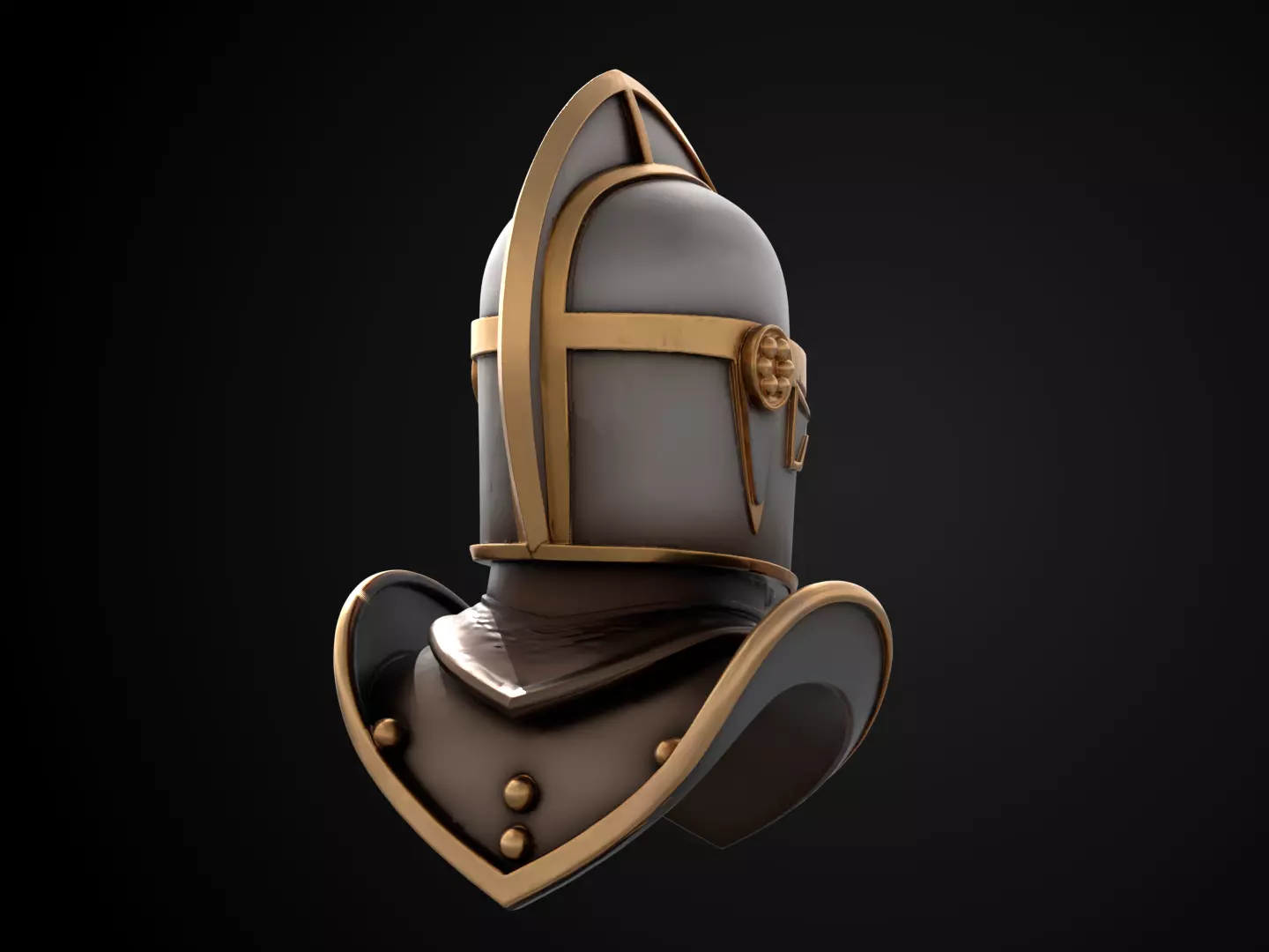 Stylized Medieval Helmet - Crusaders Faith Helm 3D print model_5