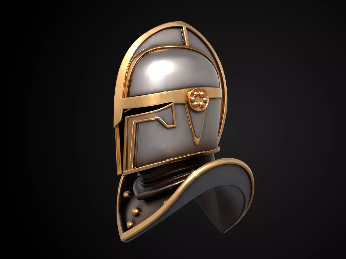 Stylized Medieval Helmet - Crusaders Faith Helm 3D print model_10