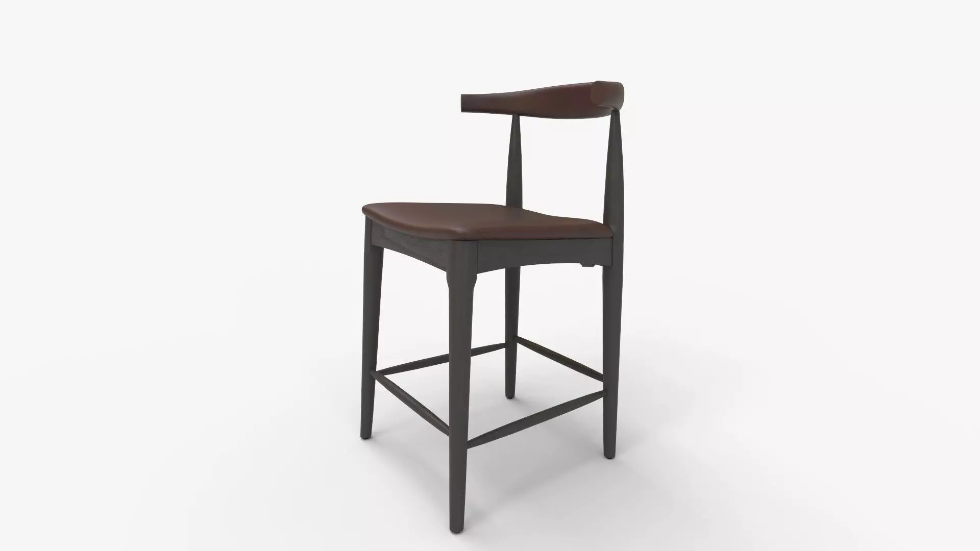 Elbow bar stool Hans Wegner replica 3D model_6