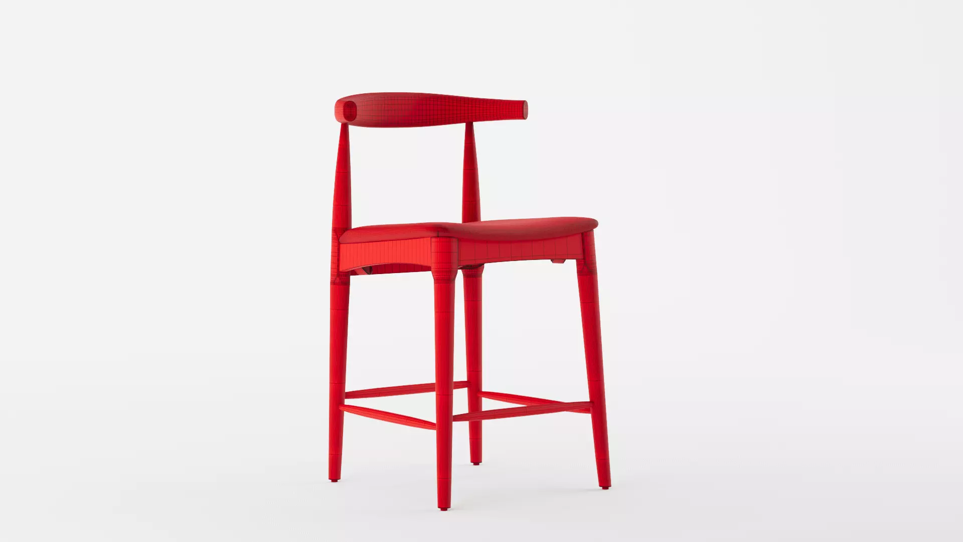 Elbow bar stool Hans Wegner replica 3D model_11