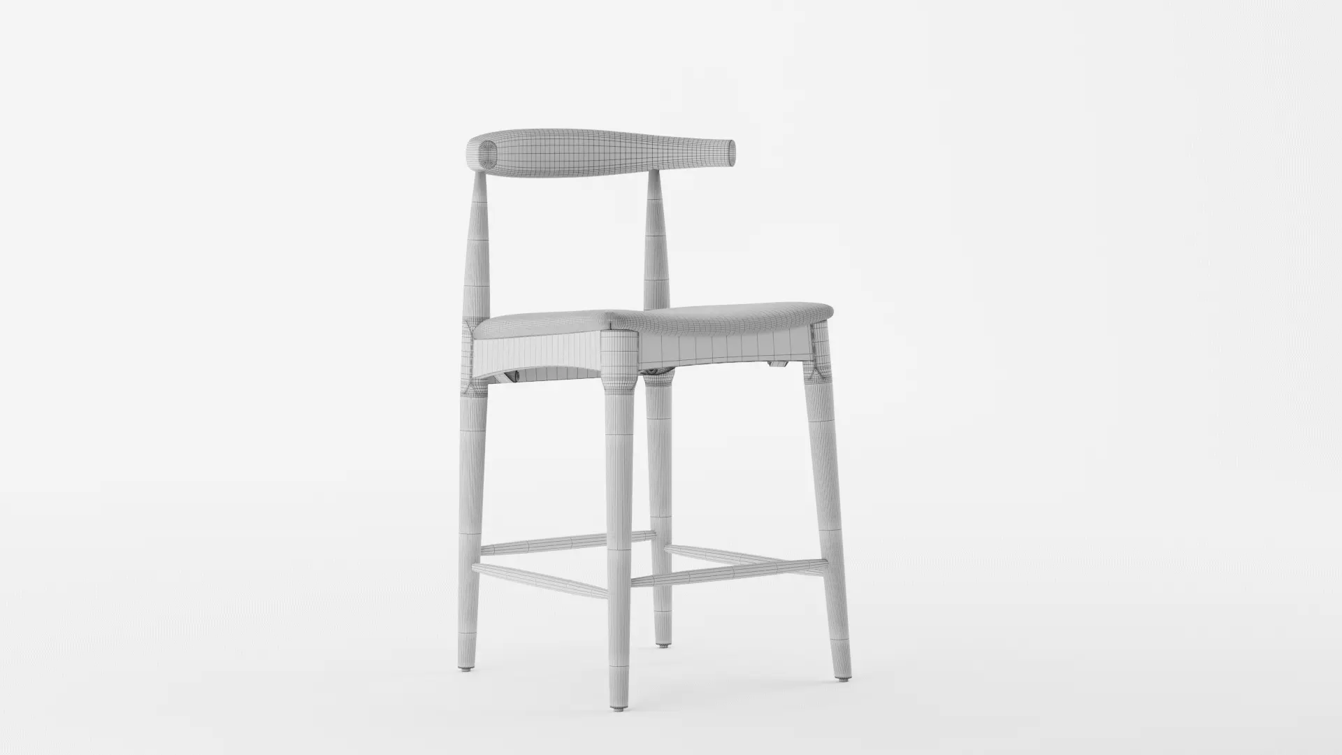 Elbow bar stool Hans Wegner replica 3D model_12
