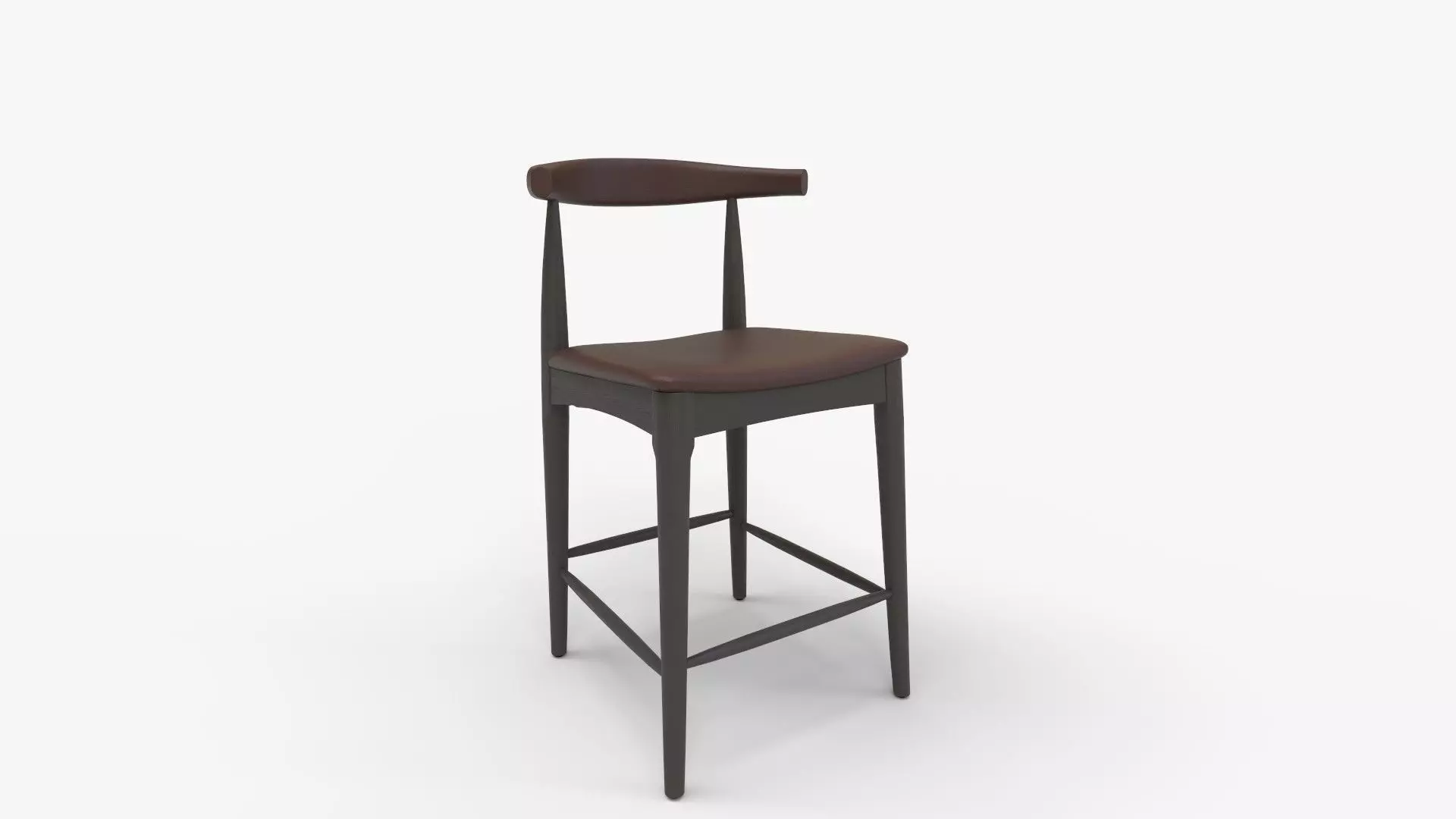 Elbow bar stool Hans Wegner replica 3D model_0