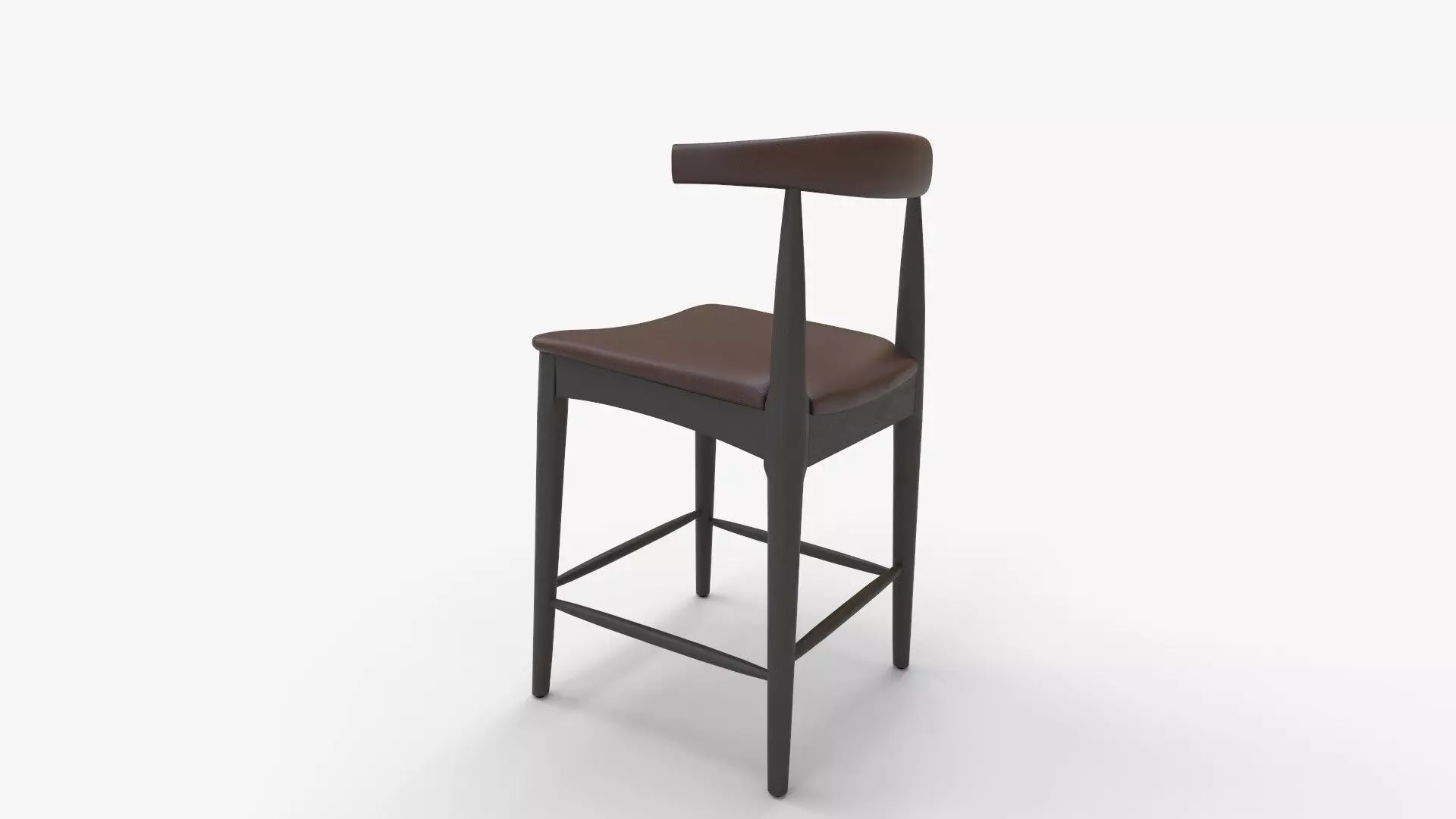 Elbow bar stool Hans Wegner replica 3D model_4