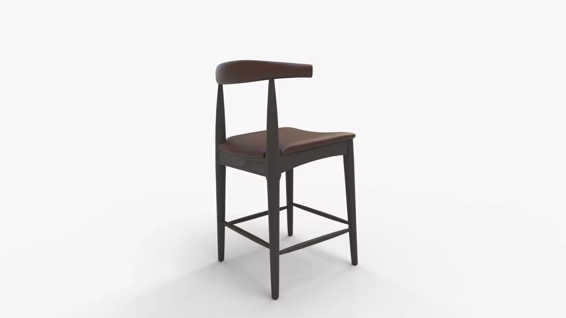 Elbow bar stool Hans Wegner replica 3D model_2