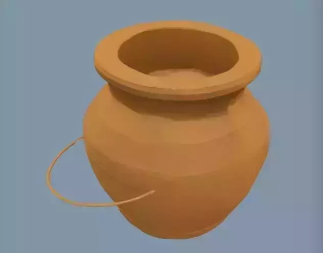 simple brown clay pot or vase 3D model