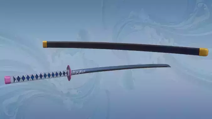 Demon Slayer Giyu Tomioka Nichirin Sword Low-poly 3D model