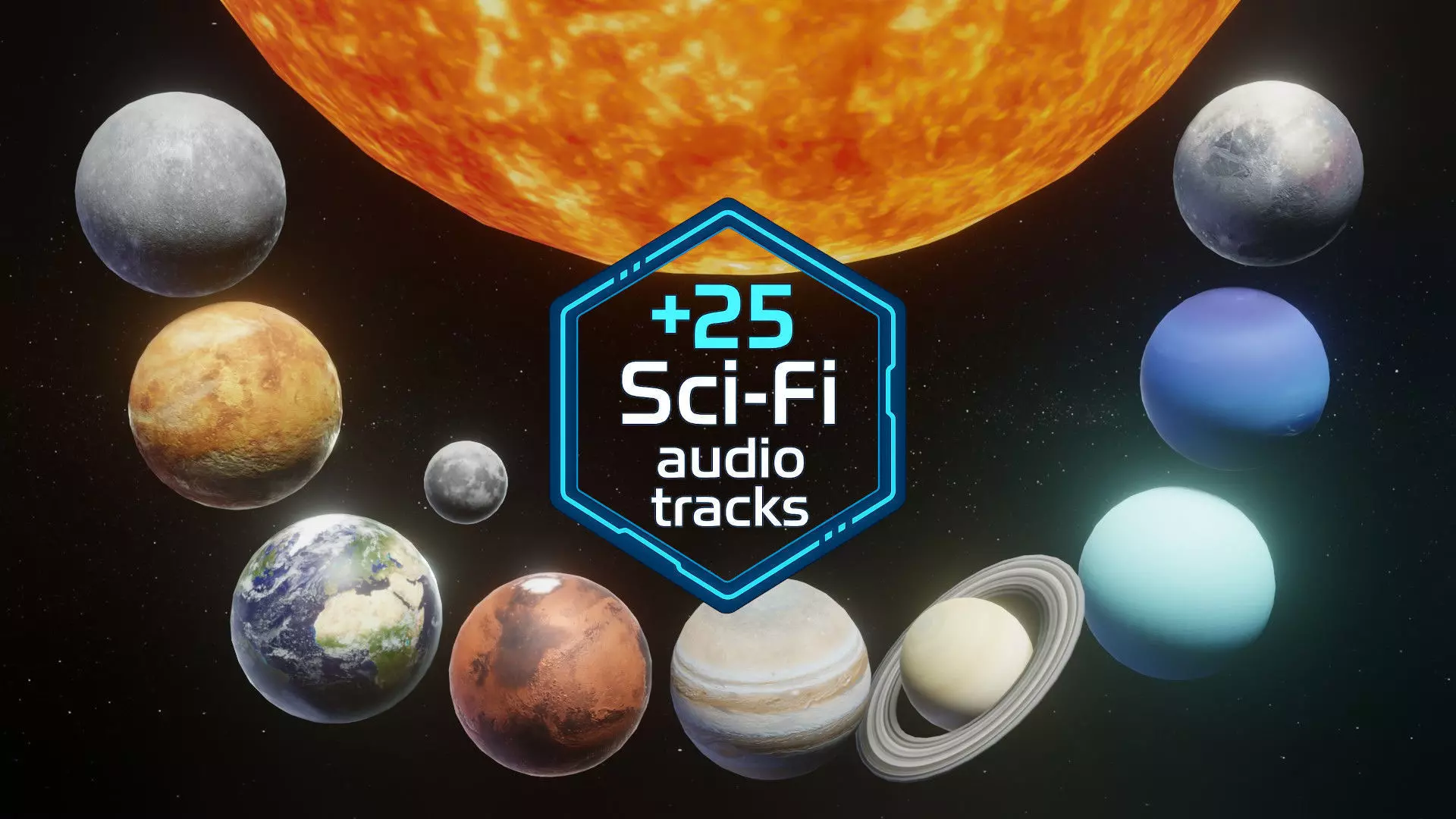 Photorealistic Solar System 3D Model With 25 Sci-Fi Music Tracks Low-poly 3D model_0