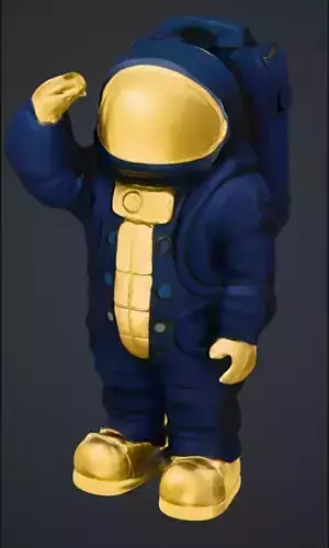 Stylized Astronaut Figurine  Gold and Navy Blue