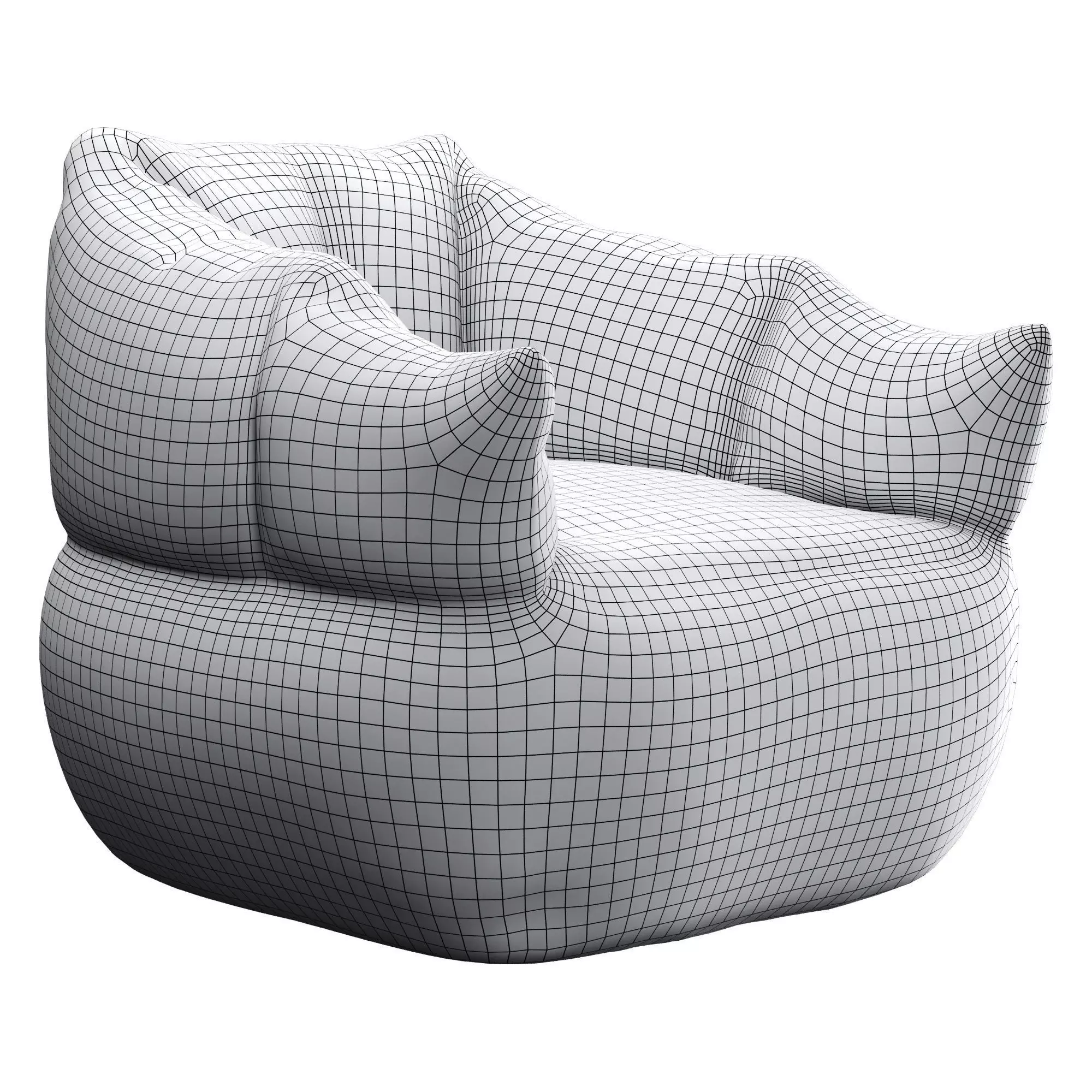 Bean Bag Low-poly 3D model_5