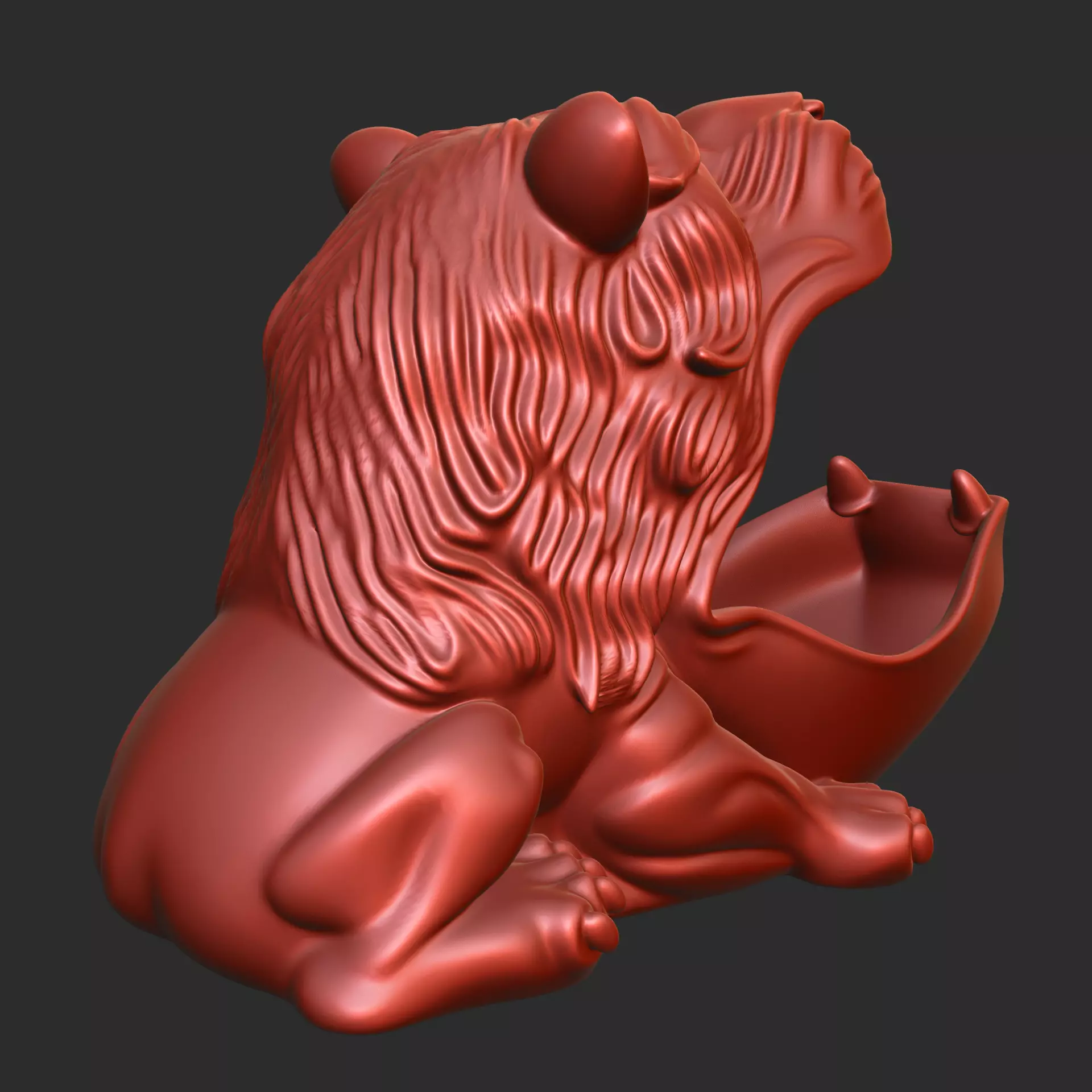 Lion Head Key Bowl 3D print model_4