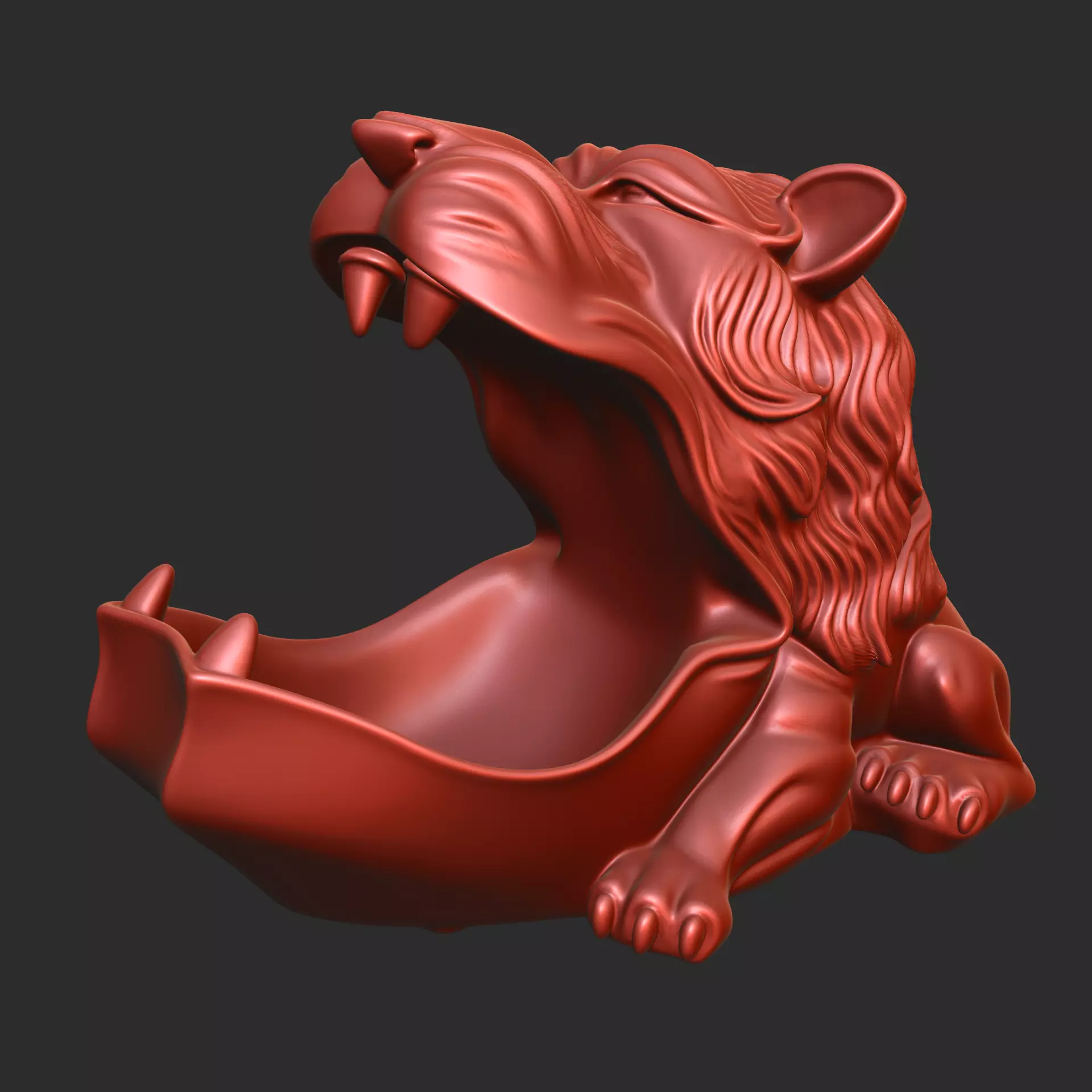 Lion Head Key Bowl 3D print model_3