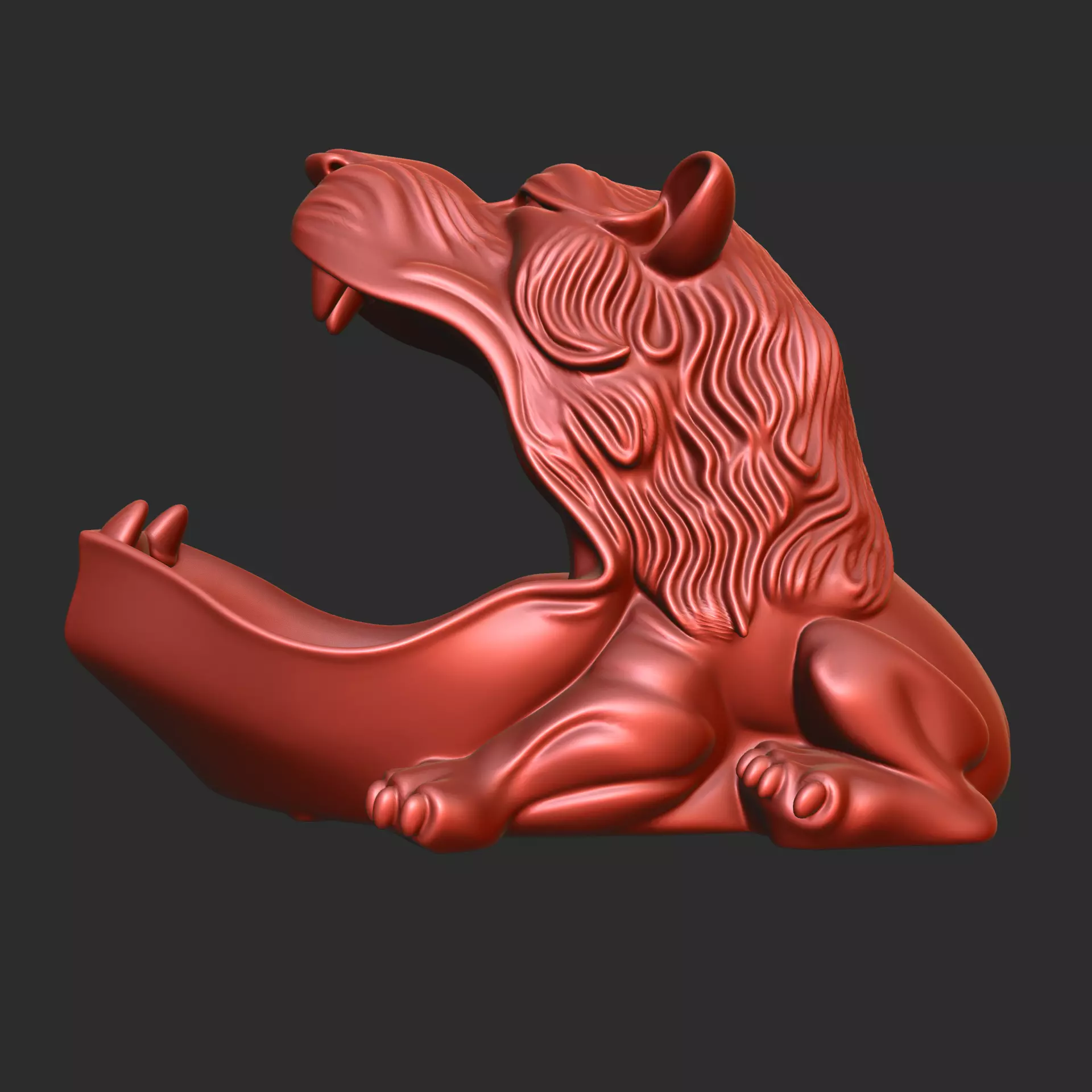 Lion Head Key Bowl 3D print model_2