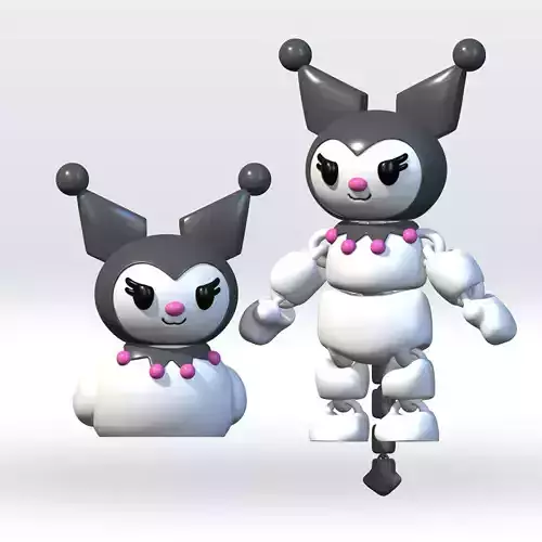 Sanrio Kuromi MultiColor Flexi STL 3mf Articulated 3D Model 