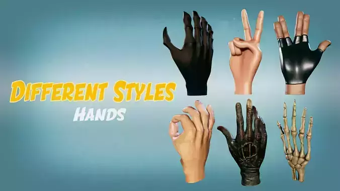 Virtual Reality Hands - Rigged and Animated Low-poly 3D model