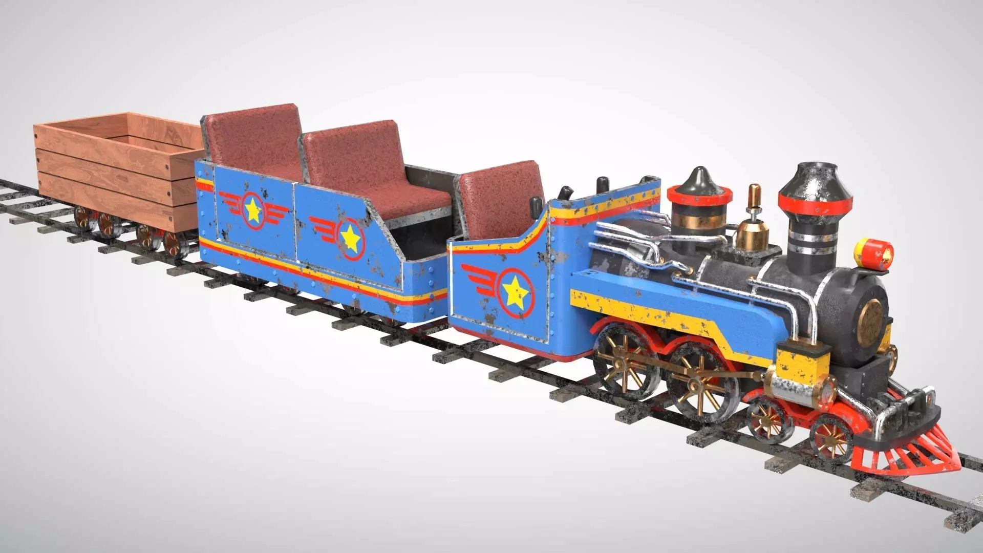 Mini Steam Locomotive Low-poly 3D model_1