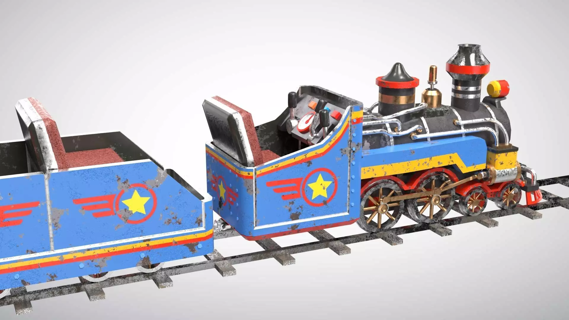 Mini Steam Locomotive Low-poly 3D model_3