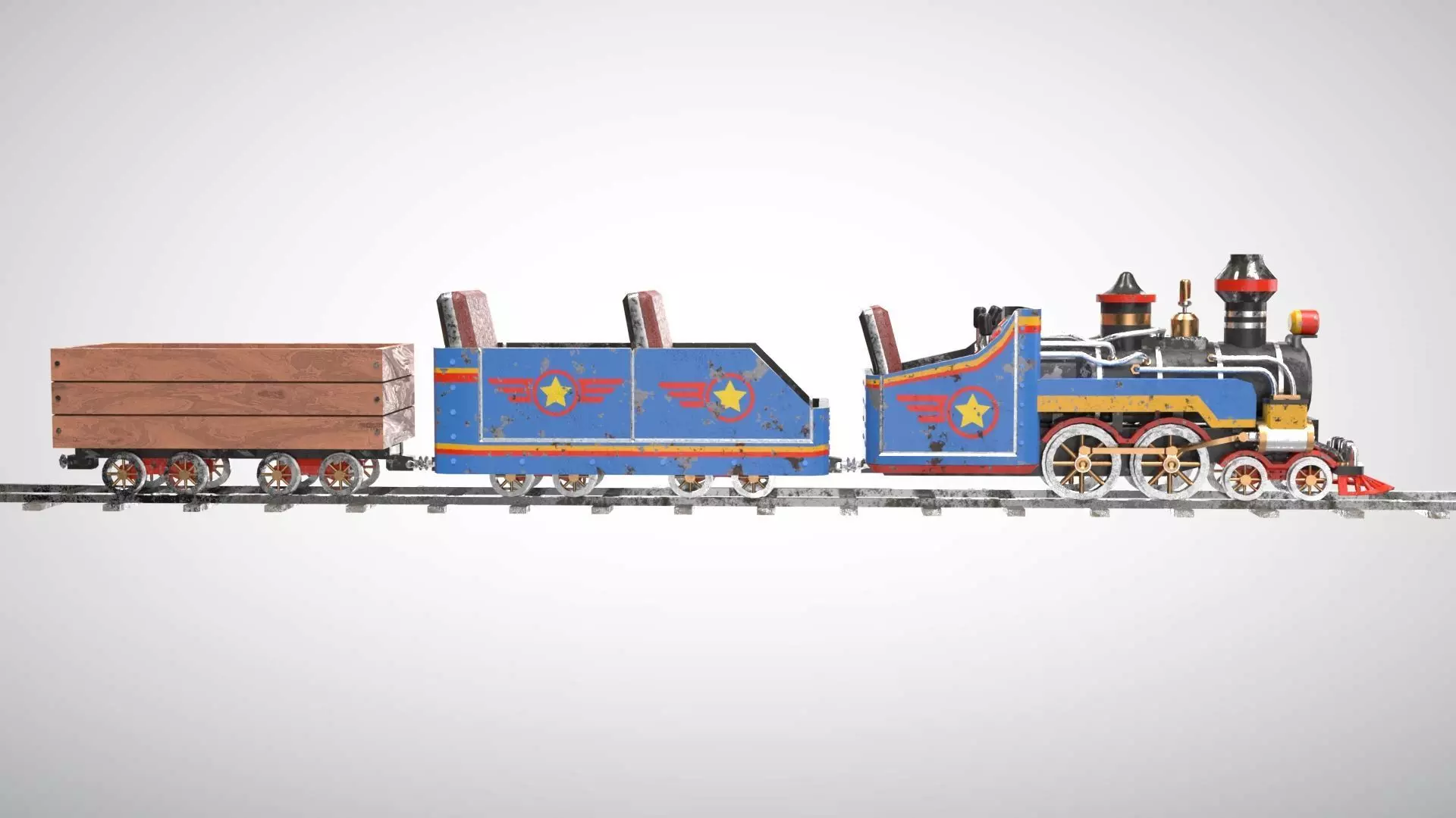 Mini Steam Locomotive Low-poly 3D model_2