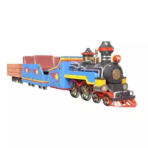 Mini Steam Locomotive Low-poly 3D model