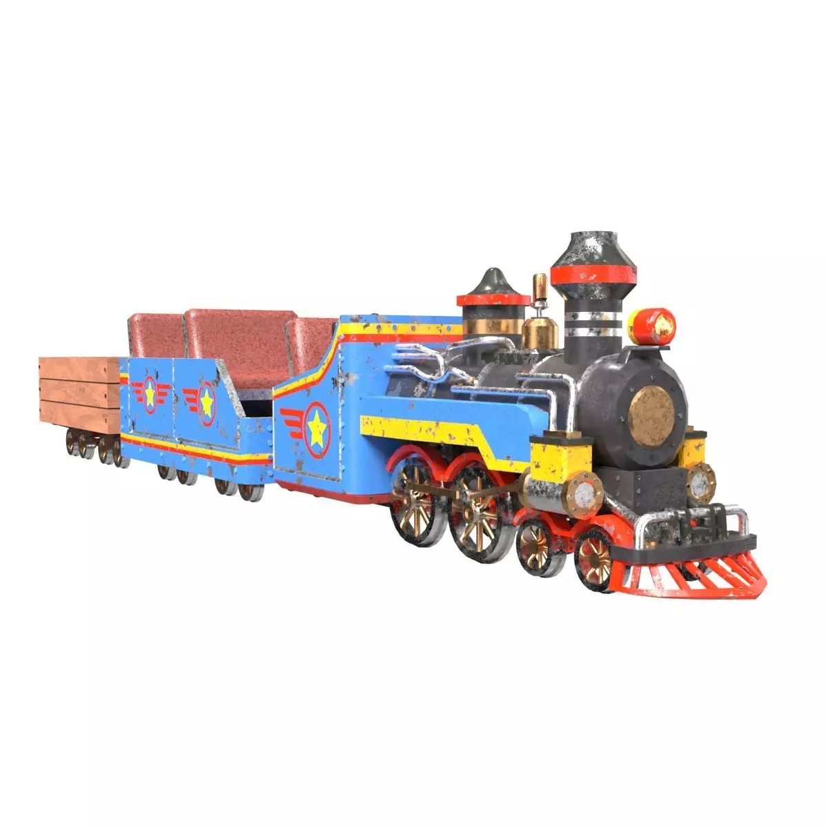 Mini Steam Locomotive Low-poly 3D model_0
