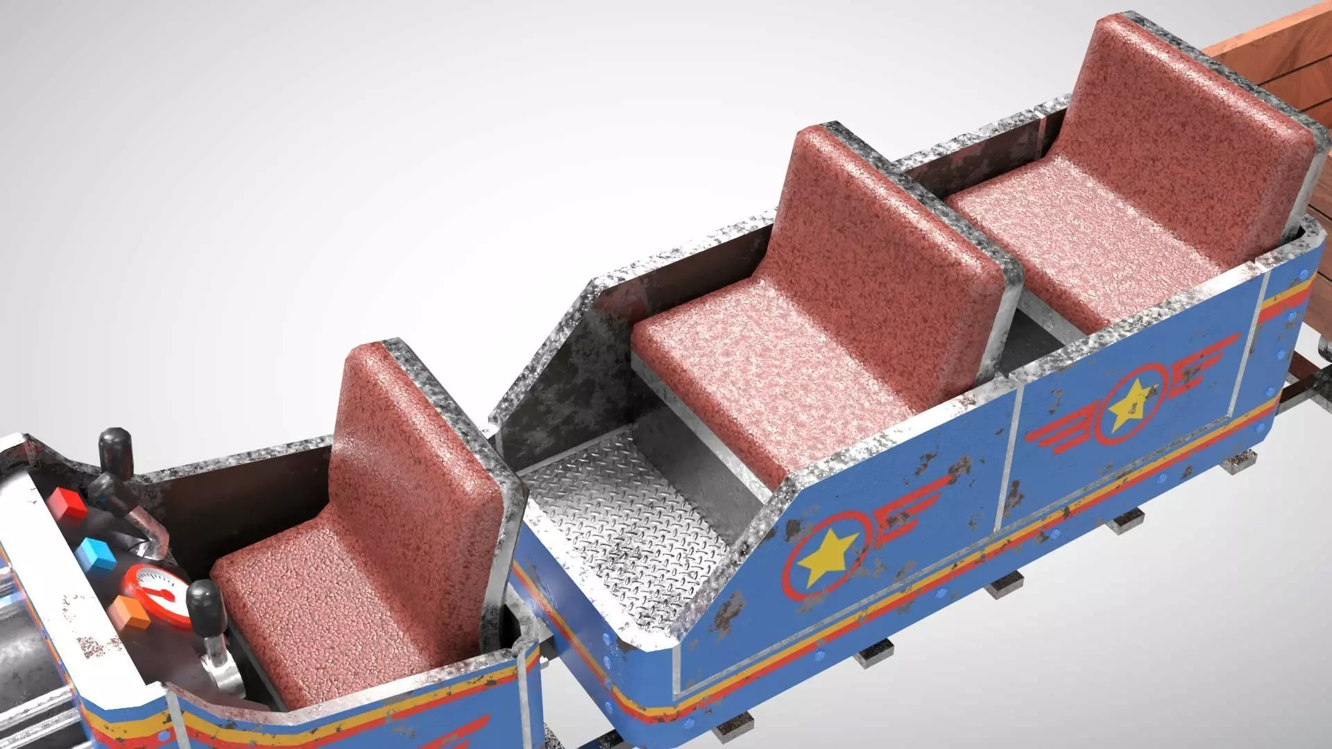 Mini Steam Locomotive Low-poly 3D model_4