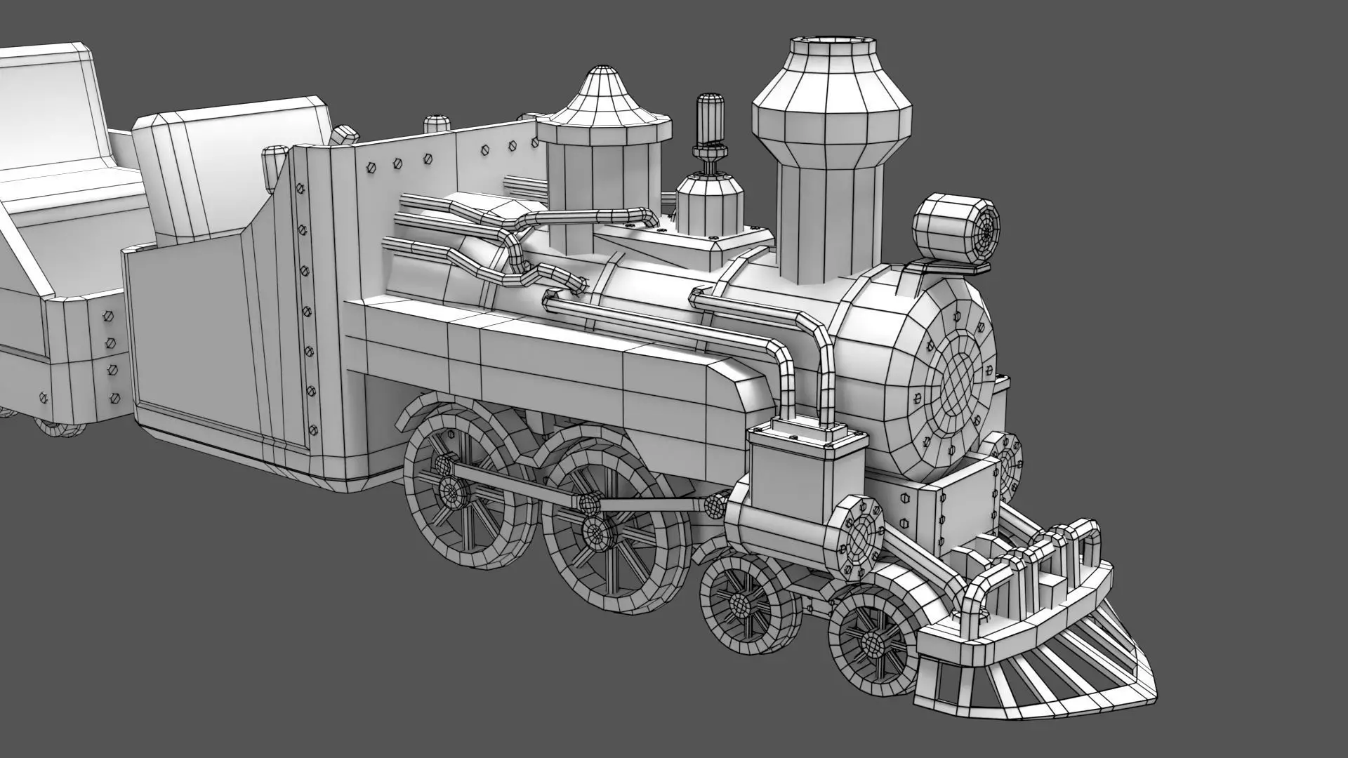 Mini Steam Locomotive Low-poly 3D model_12