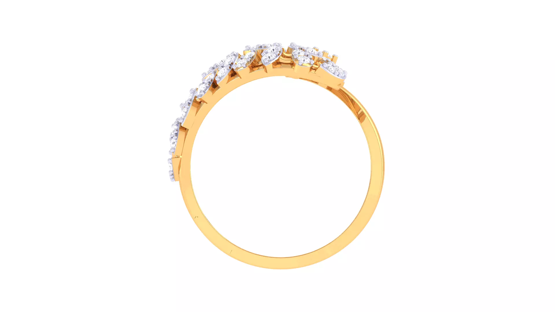 Elegant Gold Diamond Cocktail Ring with Floral Cluster Design 3D print model_4