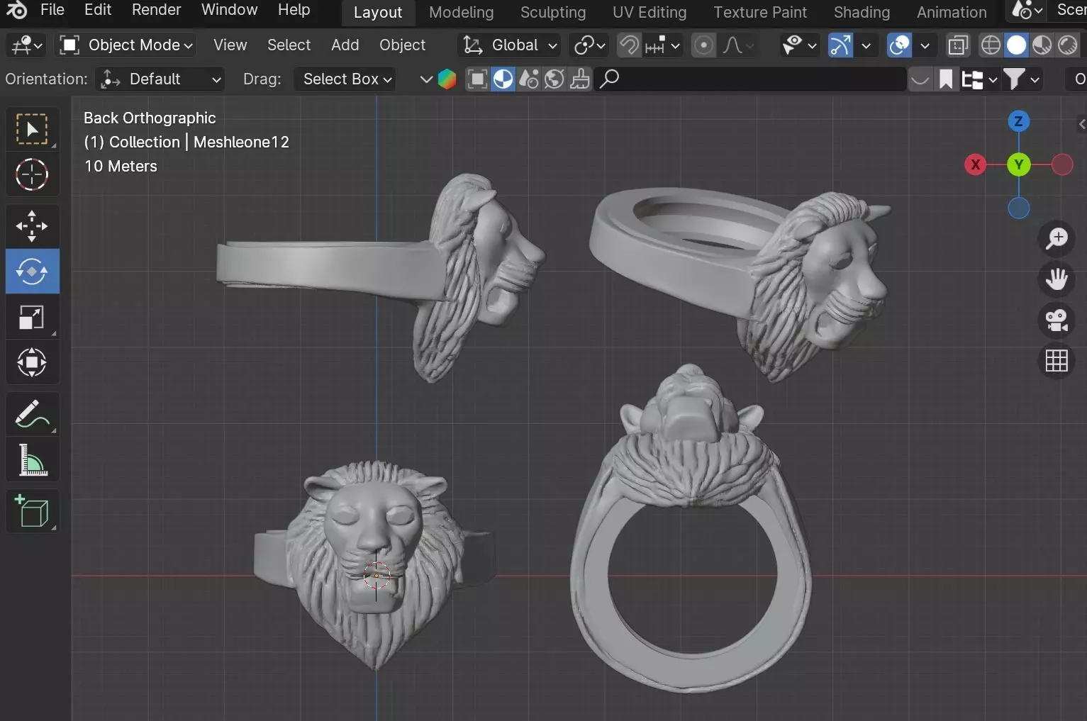 Anello Leone Lion Ring with standard sizes 3D print model_7