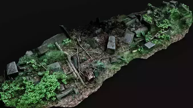 ancient mossy ruins stones long pile PBR photogrammetry