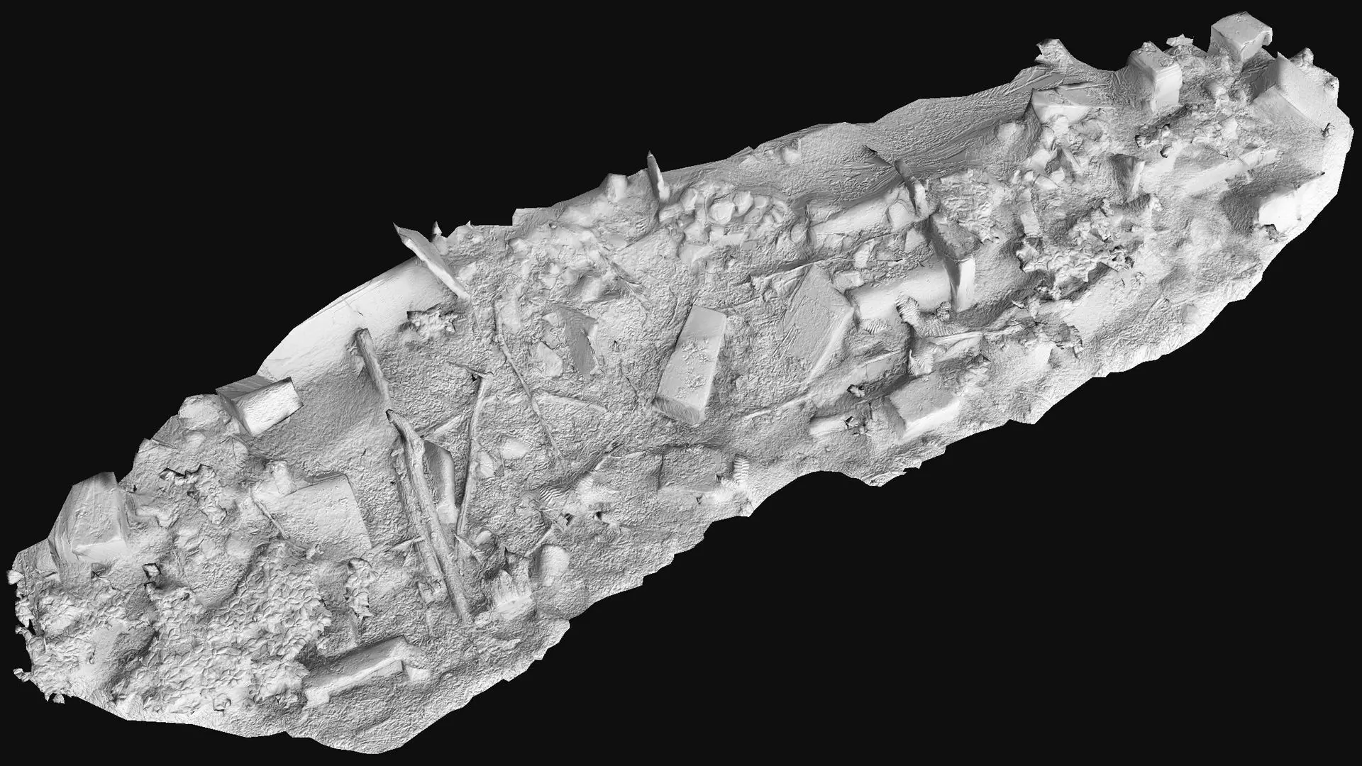 ancient mossy ruins stones long pile PBR photogrammetry Low-poly 3D model_6