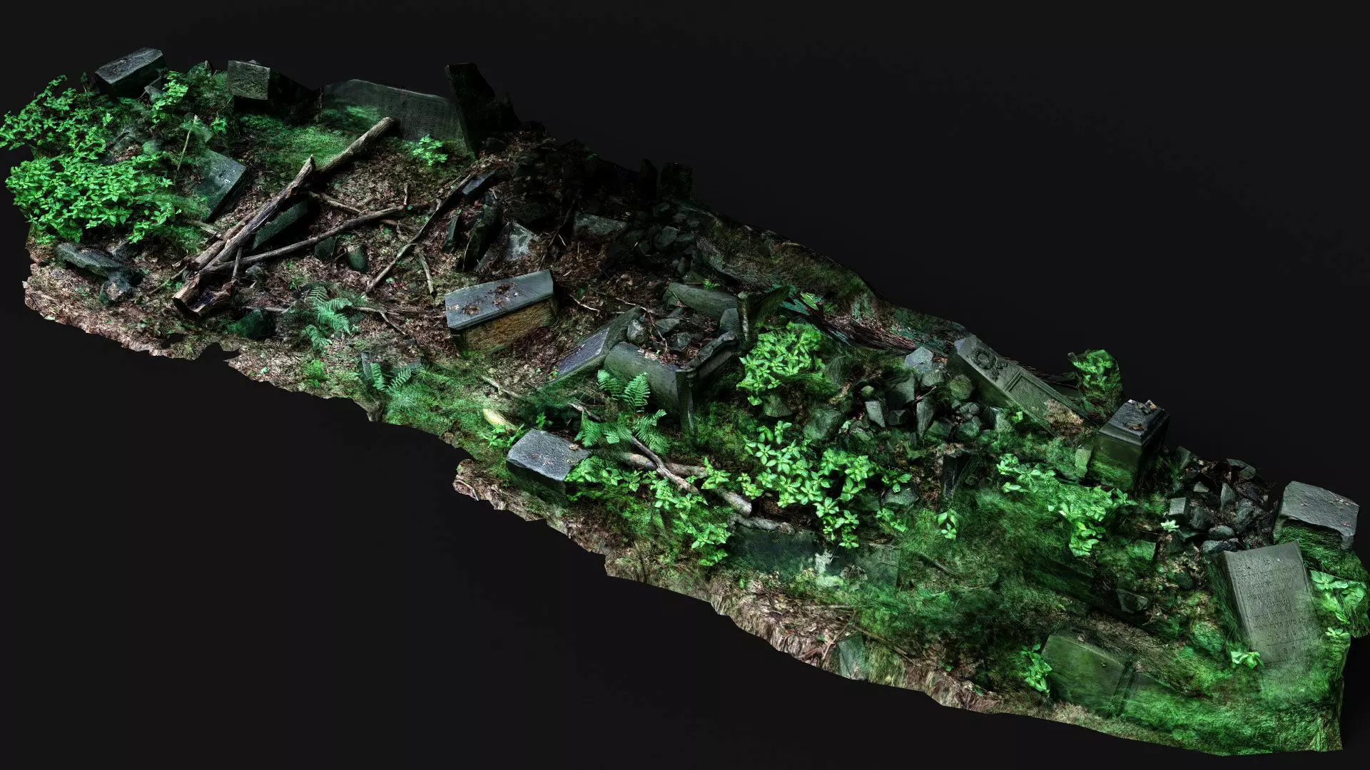 ancient mossy ruins stones long pile PBR photogrammetry Low-poly 3D model_3