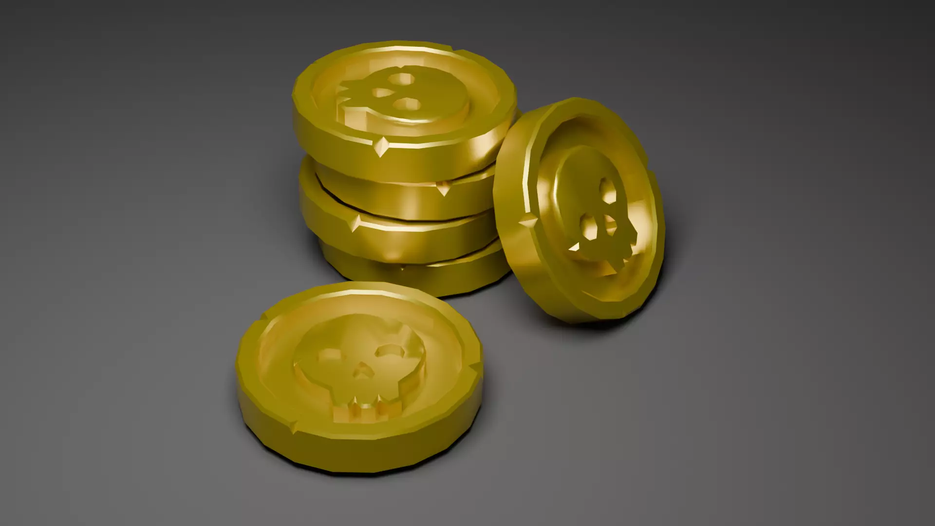 Pirate Coins Low-poly 3D model_1