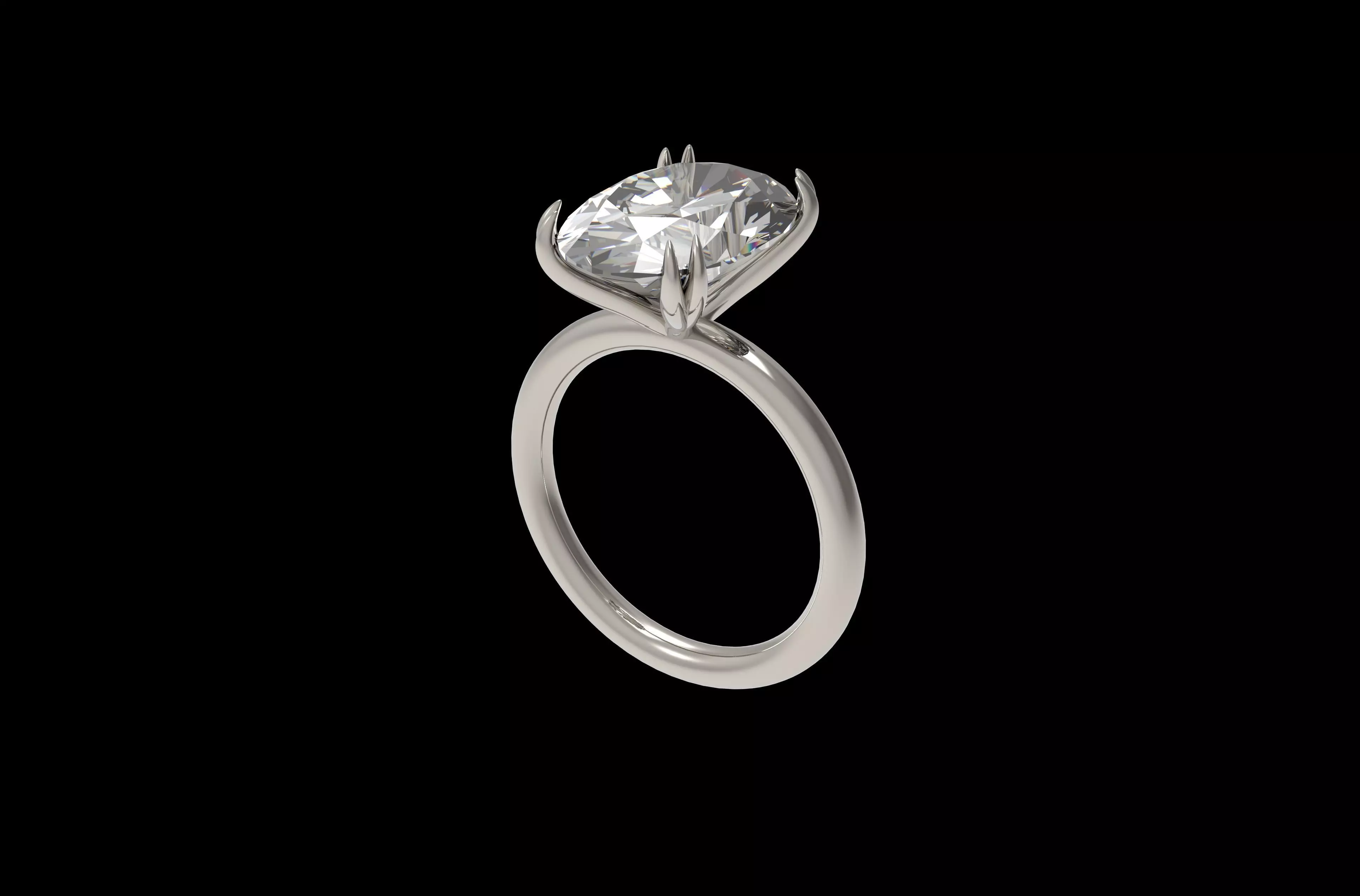 Engagement ring 4 ct oval Diamond 3D print model