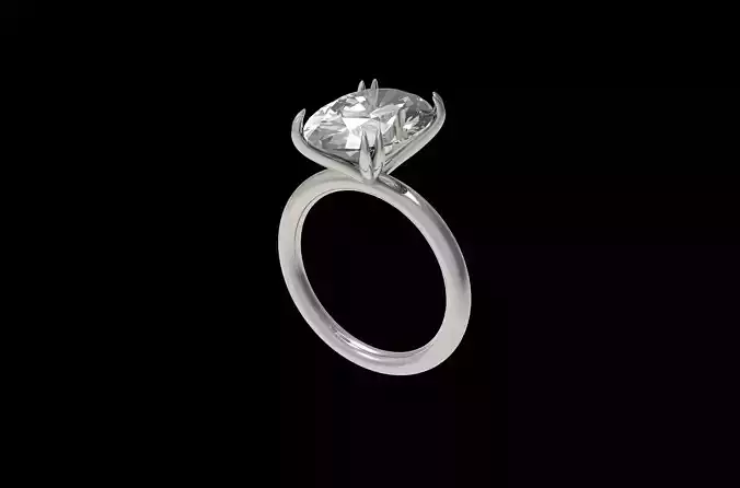 Engagement ring 4 ct oval Diamond 3D print model