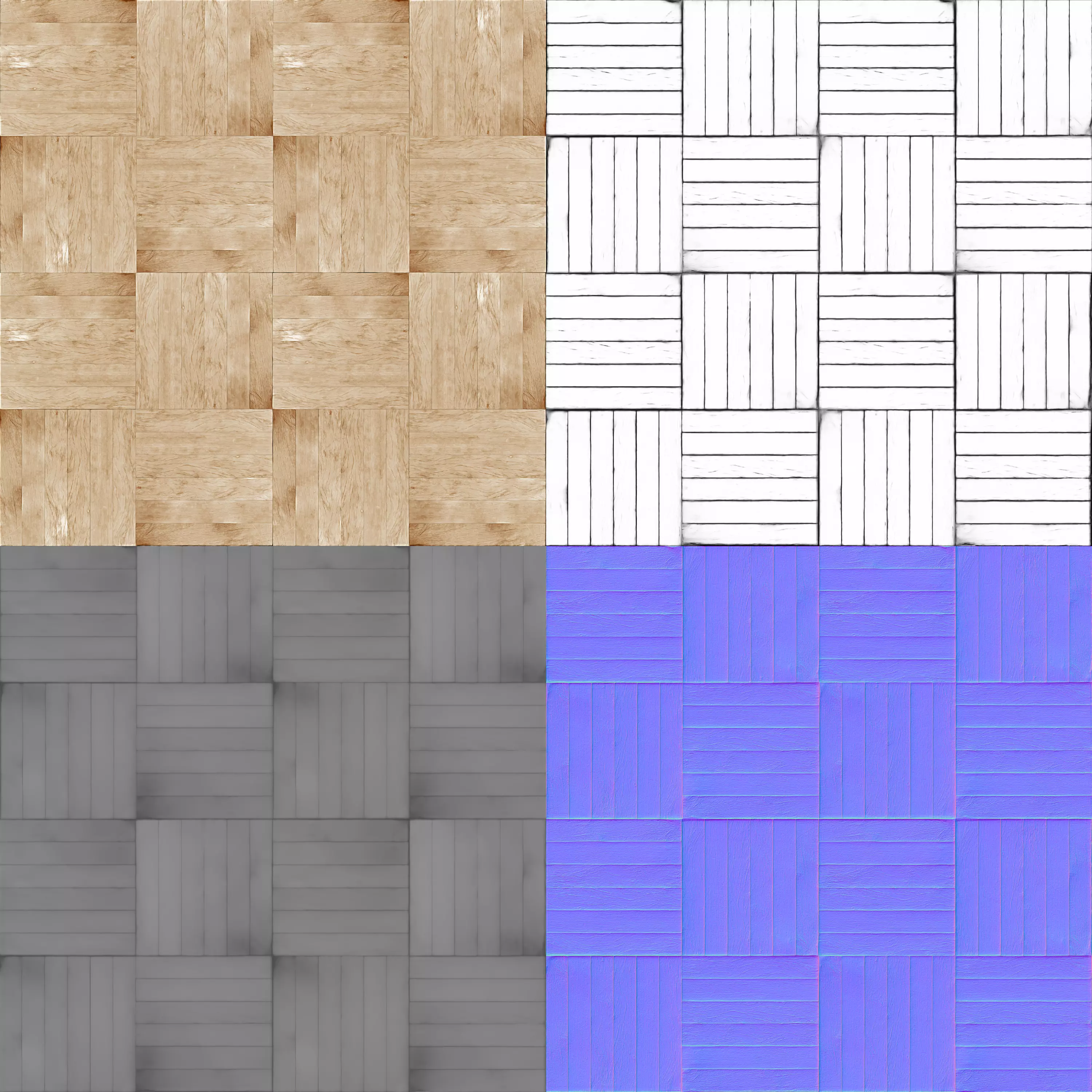 Wood Parquet Floor Texture Pack - 8K PBR SBSAR Low-poly 3D model_5