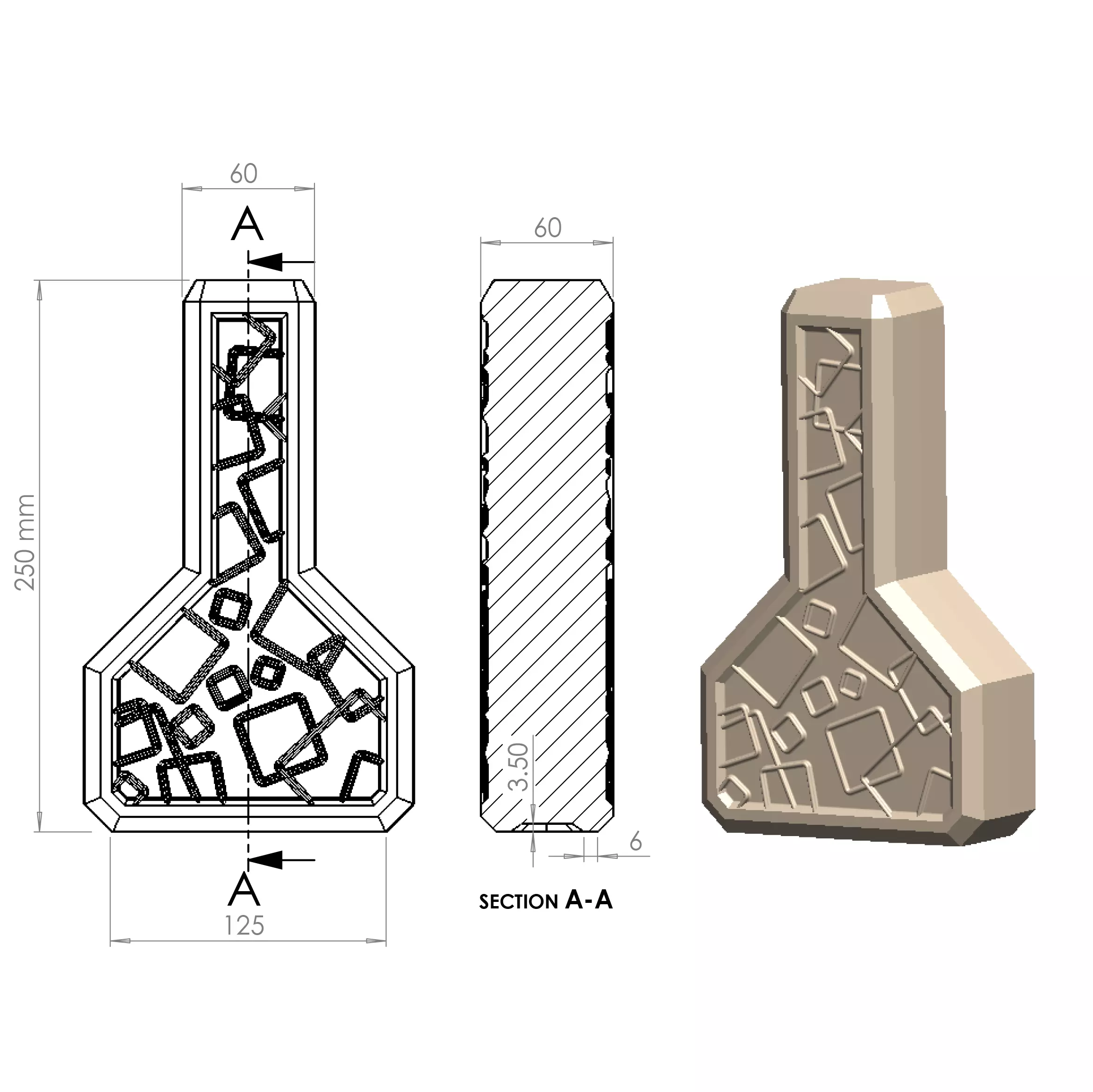 Slip Casting Mold for Vase 5 Designs One Base 3D print model_3