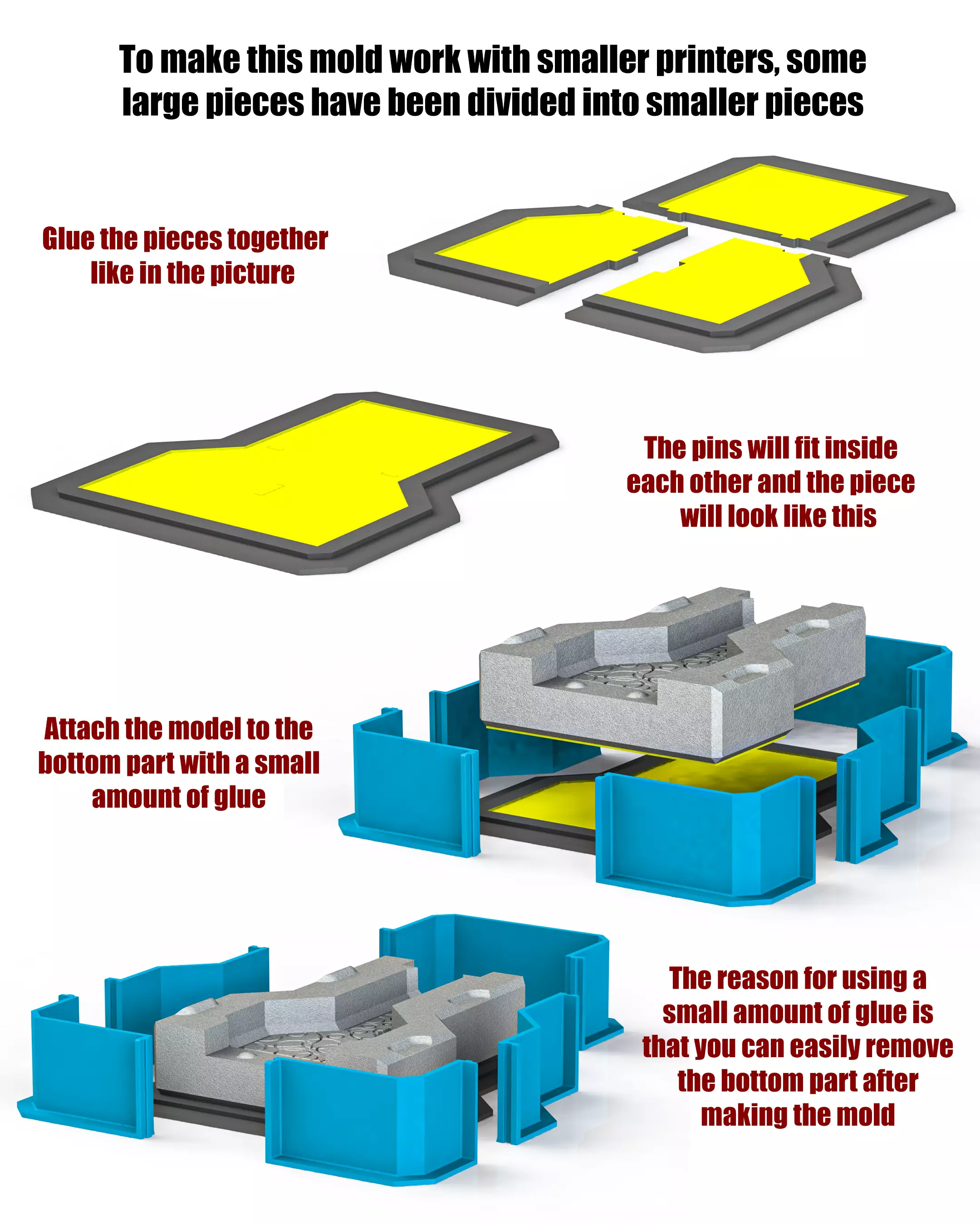 Slip Casting Mold for Vase 5 Designs One Base 3D print model_4