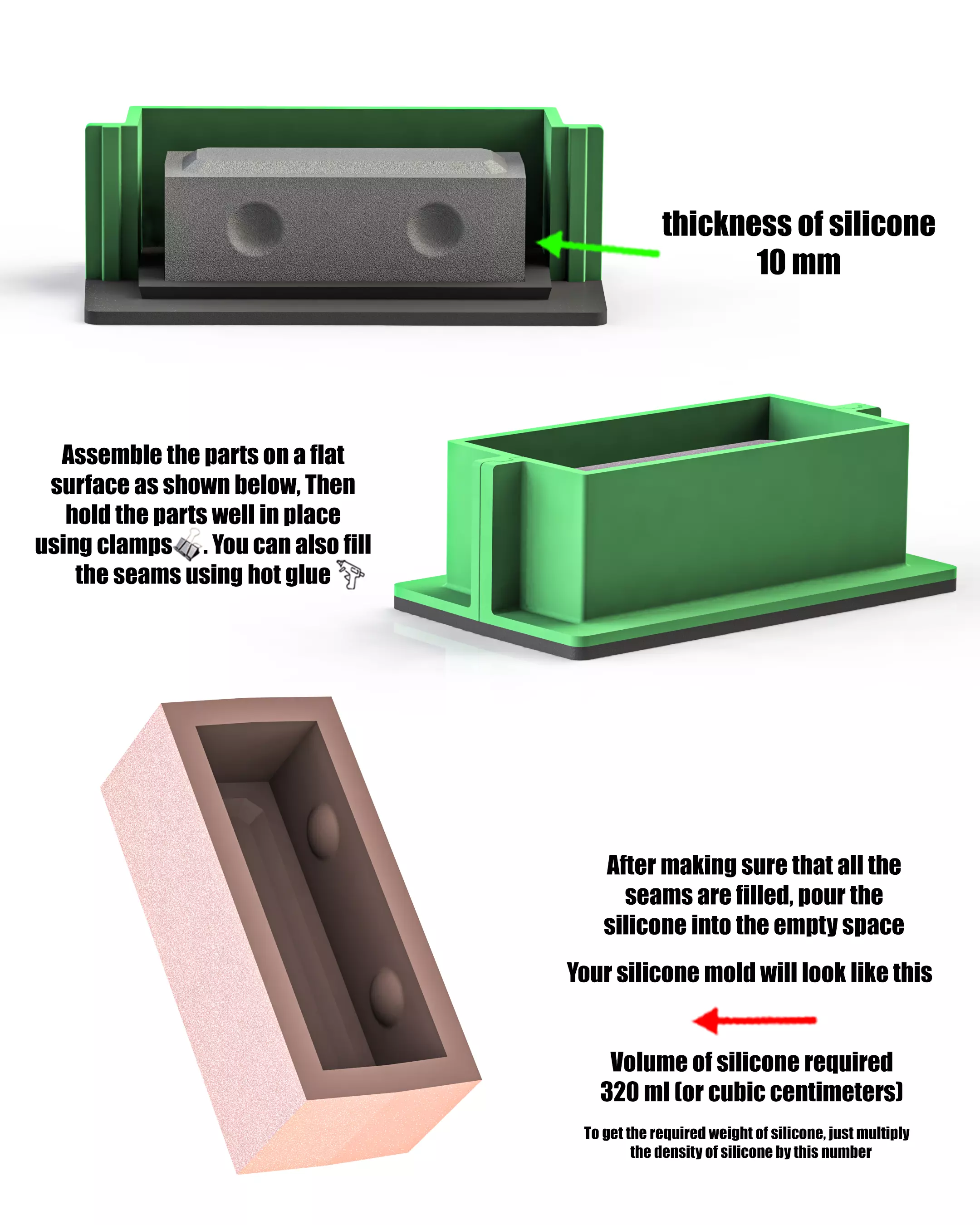 Slip Casting Mold for Vase 5 Designs One Base 3D print model_8