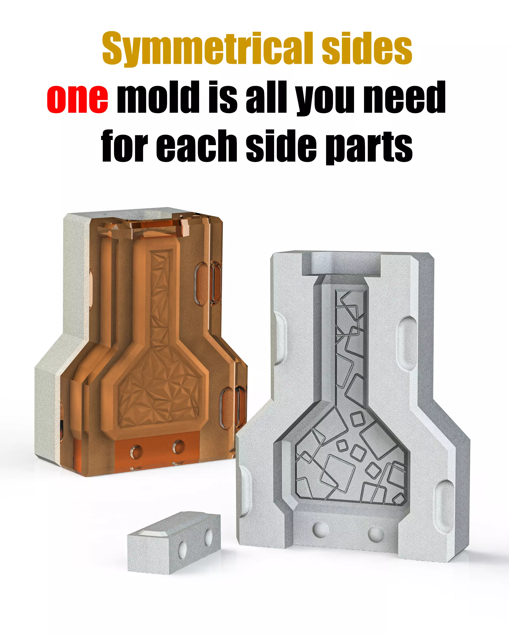 Slip Casting Mold for Vase 5 Designs One Base 3D print model_2