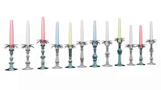 Candles and candlesticks for christmas 3D model