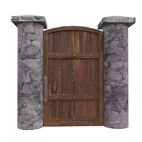 Rustic Wooden Gate Low-poly 3D model