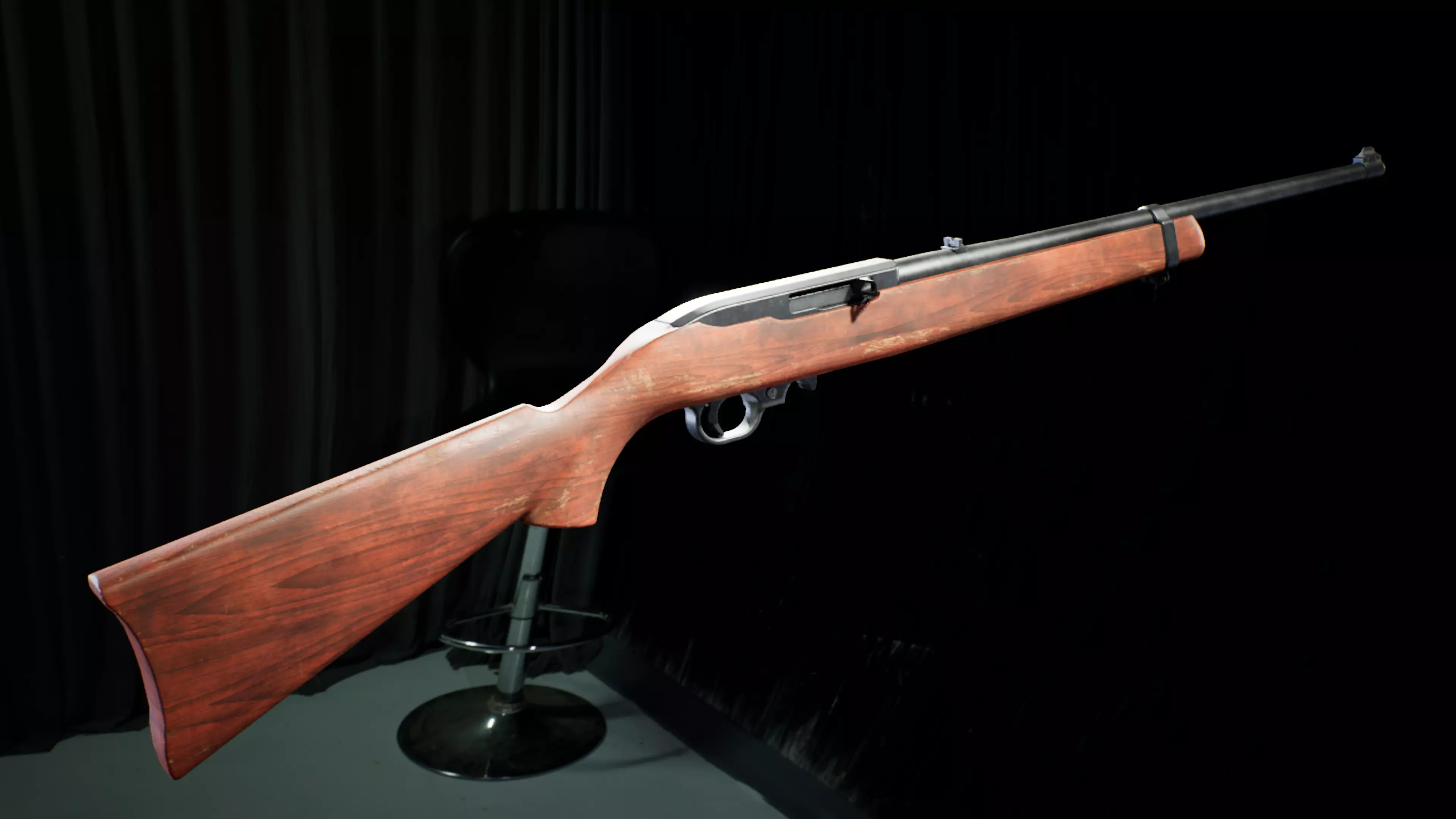 PBR - Ruger 10 22 Carbine Rifle - Game-Ready 3D Asset Low-poly 3D model_4