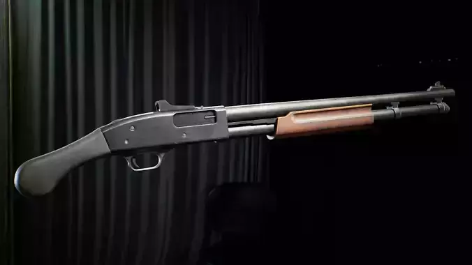PBR - M590 Pump Action Shotgun Sawn Off - Game-Ready 3D Asset Low-poly 3D model