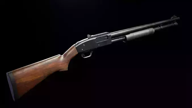 PBR - M590 Pump Action Shotgun Woodstock - Game-Ready 3D Asset