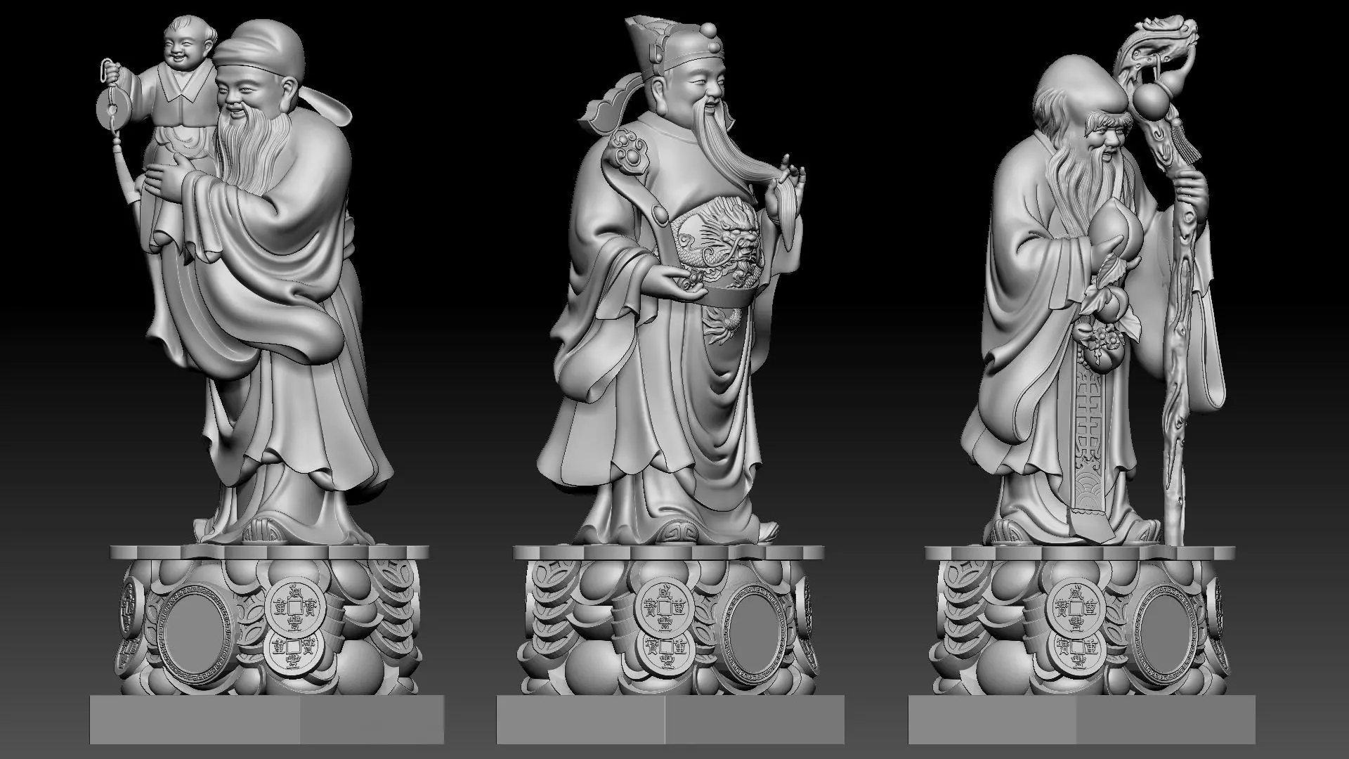 Fu Lu Shou 1 3D print model_8